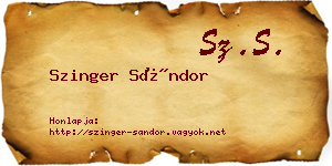 Szinger Sándor névjegykártya