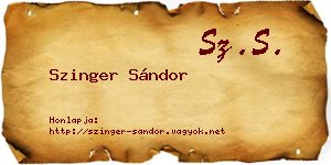 Szinger Sándor névjegykártya