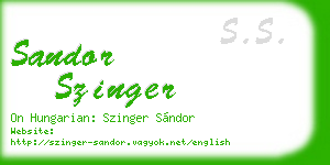 sandor szinger business card